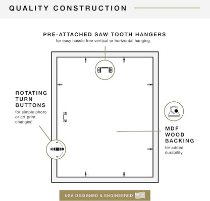 MCS Studio Gallery 16x20 Poster Frame Black Woodgrain Engineered Wood, Vertical & Horizontal Wall Hanging Large Picture Frame for Photos, Posters & Art Prints (2-Pack)