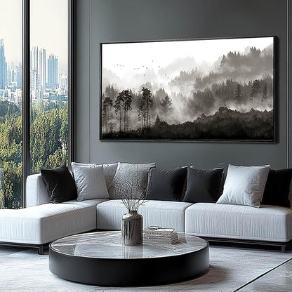 Black and White Framed Wall Art Tree Wall Decor Contemporary Photo Prints 29"x58" Kitchen Artwork Home Decorations for Living Room