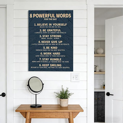 8 Rules of Life Canvas Wall Art Motivational Office Painting Picture Wall Decor Inspirational Positive Sayings Poster Print Artwork for Office School Library Decor 12x16 in Wrapped Canvas