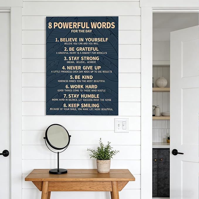 8 Rules of Life Canvas Wall Art Motivational Office Painting Picture Wall Decor Inspirational Positive Sayings Poster Print Artwork for Office School Library Decor 24x36 in Wrapped Canvas