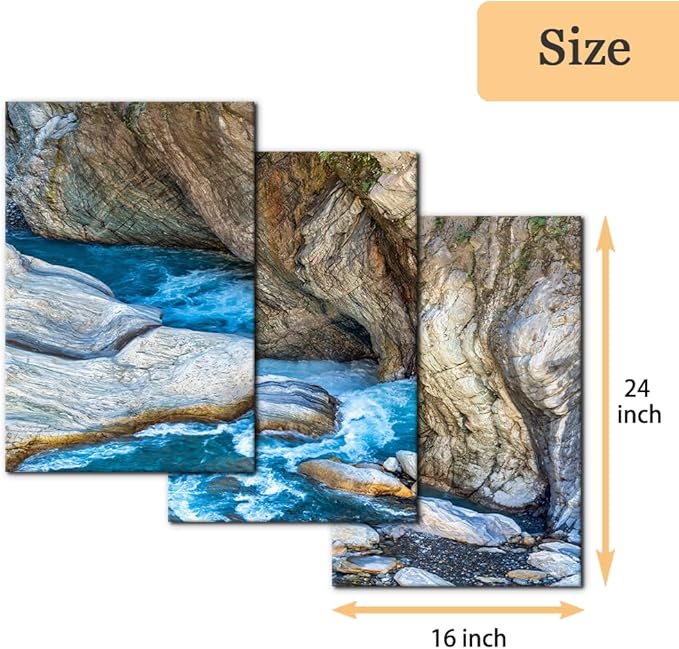 Pacimo 3 Piece Canvas Wall Art - Taroko National Park Beautiful Scenery Pictures Painting Prints on Canvas Modern Artwork Home Wall Decor Stretched and Framed Ready to Hang - 16"x24"x3