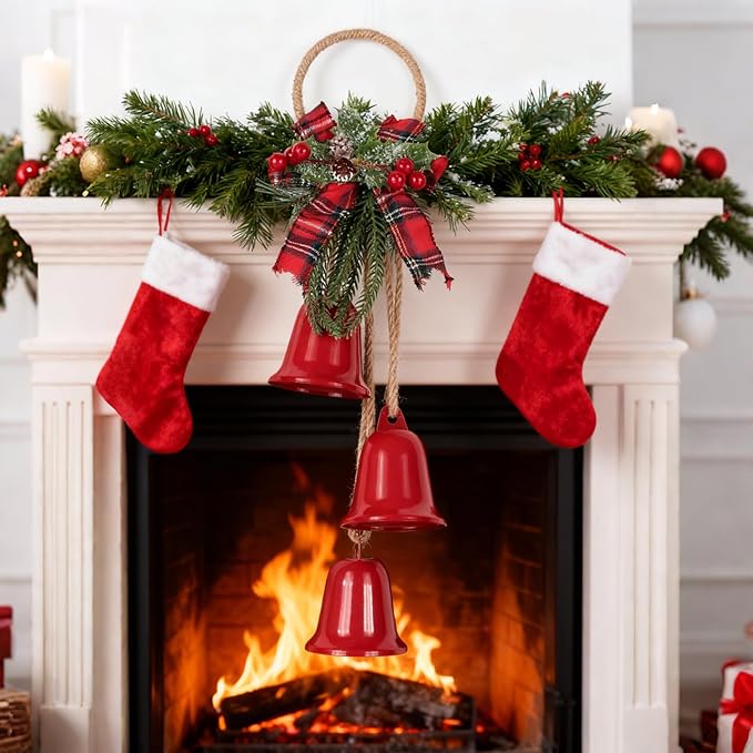Christmas Bells Decorations Jingle Bell，Hanging Decorative for Door, Bedroom, Living Room,Tree Ornaments for Home Decor, Wreath, Door Hanging, Garland, Cluster Decorative Bells (Red)