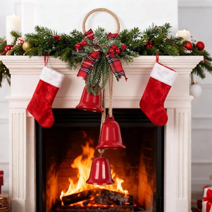 Christmas Bells Decorations Jingle Bell，Hanging Decorative for Door, Bedroom, Living Room,Tree Ornaments for Home Decor, Wreath, Door Hanging, Garland, Cluster Decorative Bells (Red)