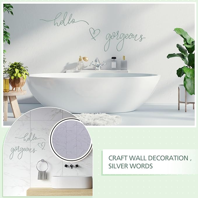 Hicarer Metal Hello Gorgeous Wall Art Minimalist Decor for Bedroom Bathroom Living Room Dressing Room Salon Office Home Decorations Easy to Install Wall Decor(Green,Classic Style)
