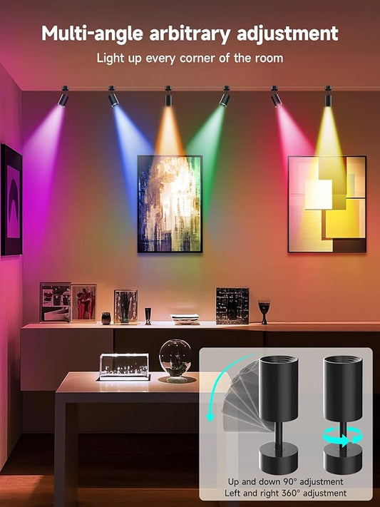 Tyute LED Spot Lights Indoor, RGB Color Changing Uplighting with App & Remote Control, Music Sync, Timer Function, Ambient Lighting Indoor Spotlight for Living Room Bedroom Party Decoration