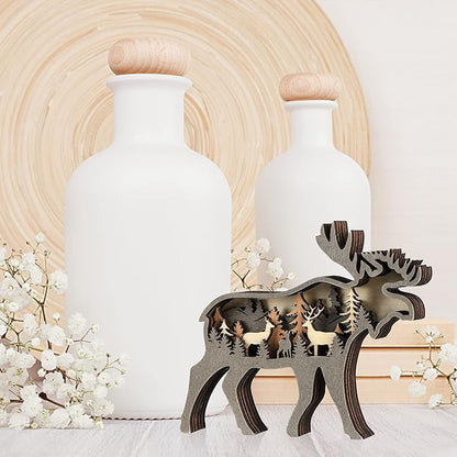 Laozai Wooden Forest Animals Deer Decor Cabin Rustic Mountain Decor Wall Decorations for Bedroom Living Room Table Decorative
