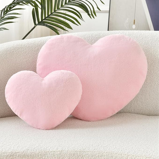 Petrella Heart Pillow Cute Fuzzy Pillows Throw Pillows for Bed Livingroom Home Decor Cushion Decorative Aesthetic Preppy Pillows Pink1,Large 19"x15"