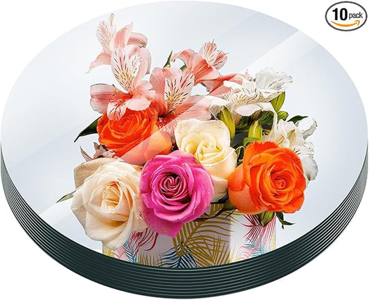 Acrylic Round Mirrors Trays Plates for Table Centerpieces 10PCS Mirrors Candle Plate Circle 1.6mm Acrylic Mirror Tiles for DIY Craft,Wall Decor,Wedding Party Decorations(Acrylic Material(12inch/30cm)