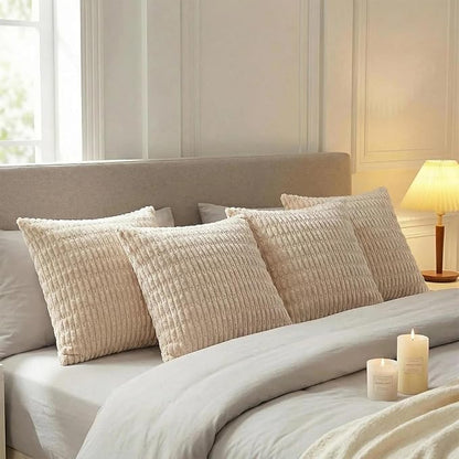 Fancy Homi 4 Packs Decorative Throw Pillow Covers for Living Room Couch Bed, Modern Farmhouse Boho Home Décor Accent Cushion Case, 26" x 26", Tan