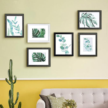 SESEAT 8x10 Picture Frame Dark Gray Set of 6, Display Pictures 5x7 With mat or 8x10 Without Mat