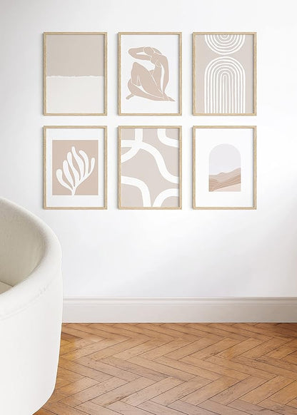 HAUS AND HUES Beige Oak Wood 18x24 Picture Frame - Modern Wood Wall Art Display - Lightweight 18x24 Frame for Art Prints, Photos, Posters - Ready-to-Hang Vertically & Horizontally (Set of 6)