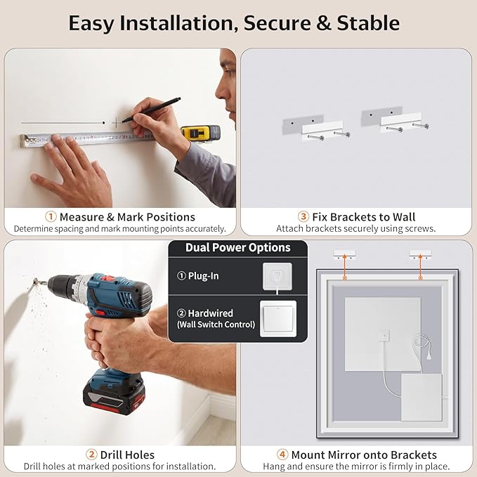 30"x36" LED Bathroom Mirror with Lights, Front & Backlit, Anti-Fog, Dimmable, 3 Color Temperature, CRI 90+, LED Mirror for Bathroom with Premium Full Aluminum Frame, Touch Control with Memory