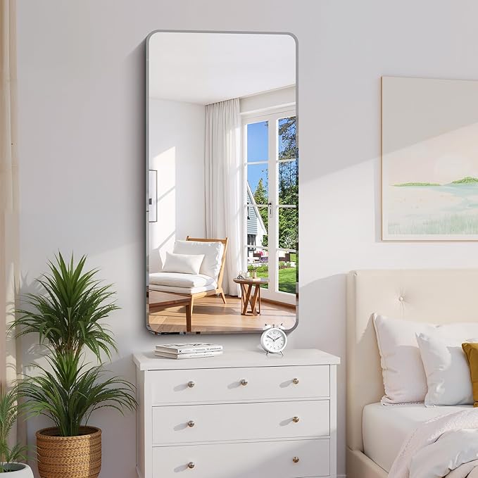 CILIBER Beveled Mirror, 24x48 Rectangle Bathroom Mirror Rounded Corner, 3mm Tempered Glass Frameless Vanity Mirror with Beveled Edge for Over Sink, Bedroom, Entryway, Vertical or Horizontal