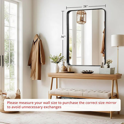 Fabuday Black Bathroom Mirror Over Sink - 28x36 Inch Large Framed Mirrors for Wall Rectangular, Black Frame Rectangle Vanity Big Mirror Wall Mounted for Bedroom, Farmhouse, Restroom, Entryway