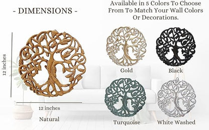 DharmaObjects Handcrafted Wooden Celtic Tree Of Life Wall Decor Hanging Art 2004 (Black)