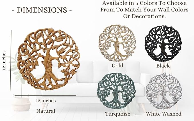 DharmaObjects Handcrafted Wooden Celtic Tree Of Life Wall Decor Hanging Art (Brown)