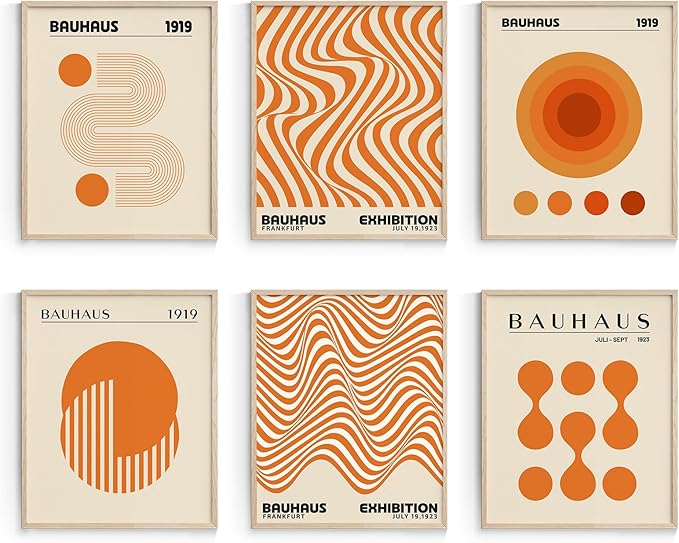 Habseligkeit Warm Wall Art Prints, Absteact Room Decor, Posters for Girls Room Aesthtic, Girls Dorm Wall Decor Set of 6, 8x10 in