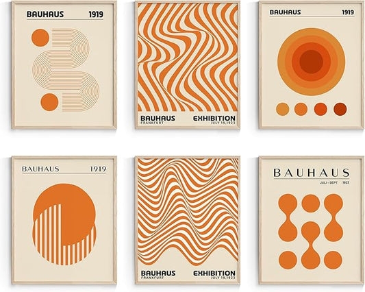 Habseligkeit Warm Wall Art Prints, Absteact Room Decor, Posters for Girls Room Aesthtic, Girls Dorm Wall Decor Set of 6, 8x10 in