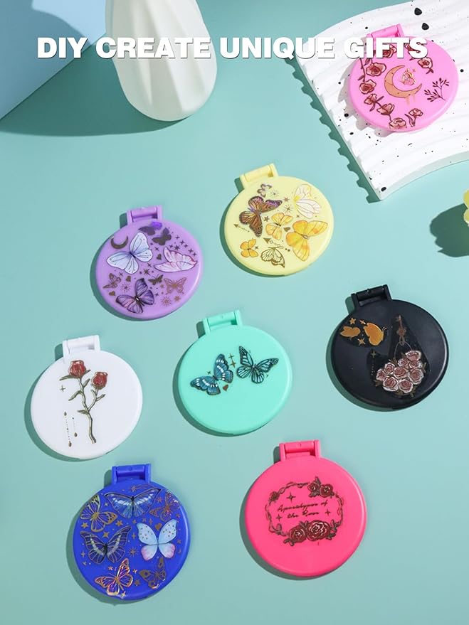 Qislee Compact Mirror Bulk, Pocket Small Mini Folding Mirrors for Purse, 96 Packs (6 Colors)