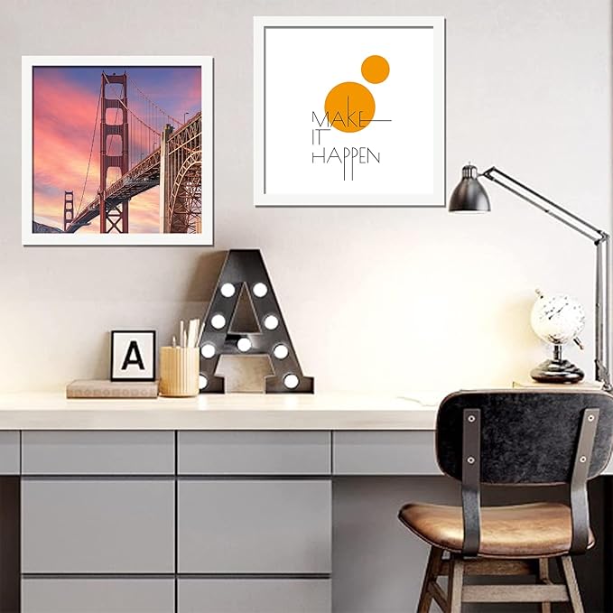 12x12 Picture Frame Set of 4, White 12 x 12 Frame High Transparent Wall Gallery Poster Canvas Photo Frames for 12 by 12 inches