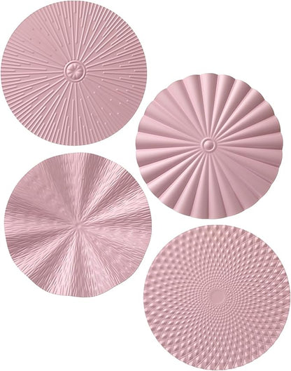Hicarer 4 Pcs 12 Inch Metal Wall Art Decor Sunburst Hanging Metal Artwork Decor Wall Art Decorations for Home Living Room Office Gift for Christmas (Pink)