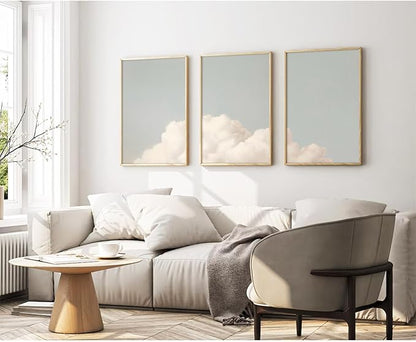 Pennclys Clouds Wall Art Decor Over The Bed Sky Canvas Wall Art Abstract Minimalist Clouds Prints Painting Blue Sky Wall Decor Pictures for Living Room Bedroom 16x24 Inch Unframed Set of 3