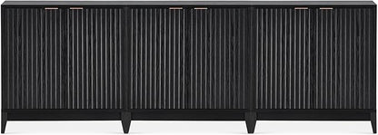 mopio Brooklyn Fluted Storage Cabinet, Modular Accent Buffet Sideboard with Adjustable Shelf, FSC Certified 50lb load Modern Farmhouse Wood Credenza for Dining, Living Room, Entryway (Black, Set of 3)