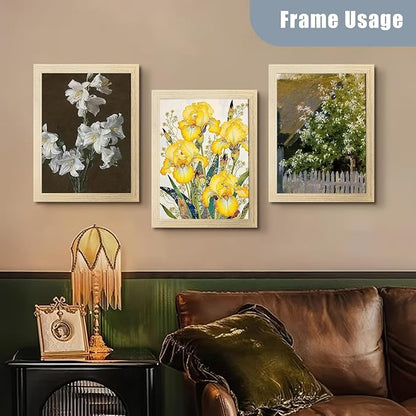 SESEAT 8x10 Picture Frame Natural Woodgrain Set of 6, Display Pictures 5x7 With mat or 8x10 Without Mat