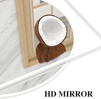 28" x 20" Entryway Mirror with Hooks, Bathroom Mirror with Shelf, Rectangular Frame Round Wall Mirror with Shelf and Hooks, Vanity Mirror Decorative for Wall(White)