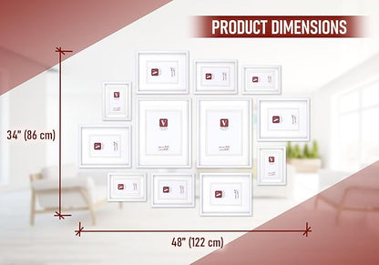 12 Pack Shadow Box Style Gallery Wall Frame Set – Deep Photo Frame Set with Mat for 8x10, 5x7 and 4x6 - Multiple Sizes Picture Frame Set for Wall Collage – Assorted Picture Frames for Wall (White)