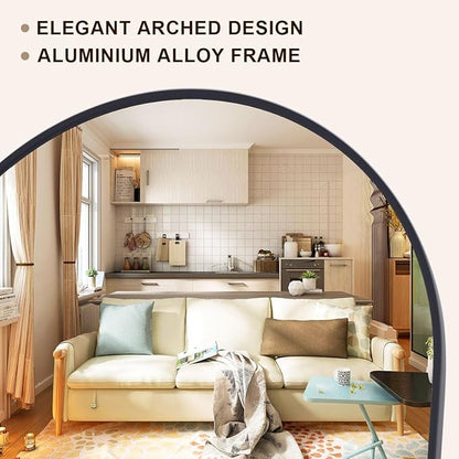 Easly Arched Full Length Mirror - 68" x 24" Large Floor Mirror Aluminum Frame Dressing Mirror with Stand for Bedroom/Living Room Wall Mounted