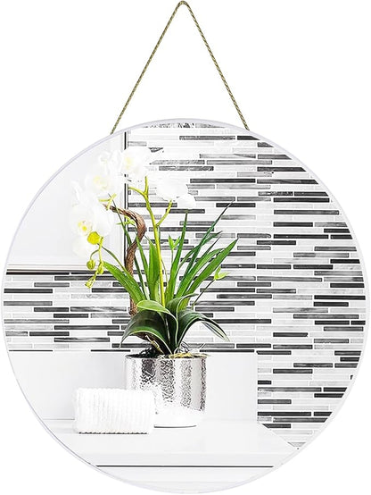 Funerom Round Wall Mirror 15.4 Inches Circle Mirror Bathroom Mirrors for Over Sink White