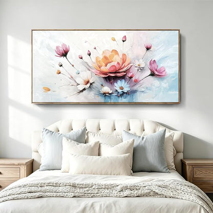 Extra Large Framed Modern Wall Art , Natural Abstract Style Canvas Wall Decor, High-Definition Color Plant And Flower Print Picture For Living Room, Bedroom, Dining Room, Entryway, Balcony And Office Space, 58×29 Inches.