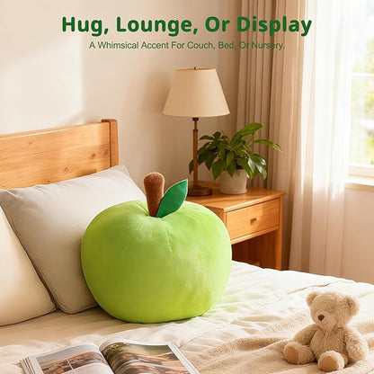 LANPU Cute Apple Shaped Plush Pillow – Soft Fruit Cushion for Couch, Sofa, or Bed, Adorable Decorative Throw Pillow for Room, Living Room & Home Decor (11 Inch, Red)
