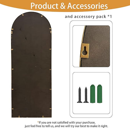 BAODANFU Vintage Full Length Wall Mirror, Large Gold Arch Floor Mirror 20"X53" with Antique Beaded Metal Frame for Dresser Living Room, Decorative Mirrors for Entryway Hallway Bathroom