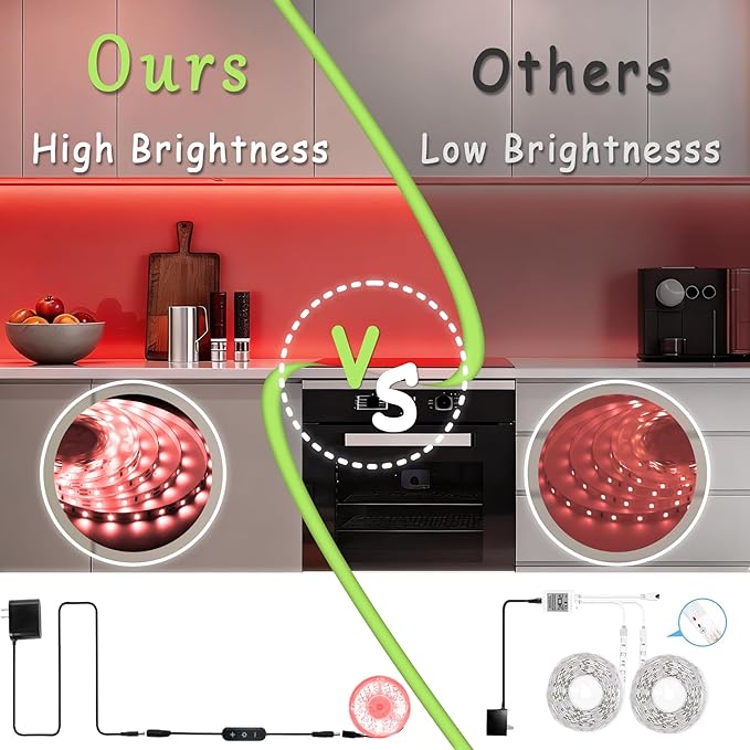 Red 30ft Led Lights Strip Indoor Rope Lights Easy DIY Cuttable Strip Lights for Wine Cabinet Bar Room Bathroom Living Room Kitchen Ceiling Wall Vanity Mirror Decor