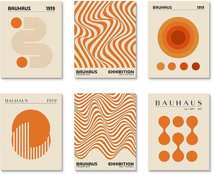 Habseligkeit Warm Wall Art Prints, Absteact Room Decor, Posters for Girls Room Aesthtic, Girls Dorm Wall Decor Set of 6, 8x10 in