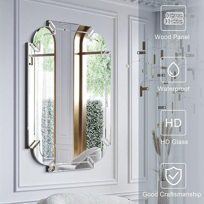 Chende Large Mirrors for Wall Decor, 40''x28'' Big Living Room Mirror with Scalloped Corner Beveled Edge, Elegant Accent Mirror for Entryway, Dining Room, Hallway, Mantel