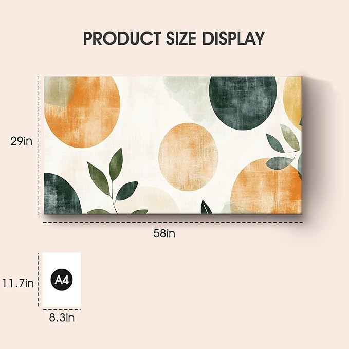Iallbin Abstract Canvas Wall Art, Large Wall Art for Living Room, for Wall Modern Paintings Wall Decor Living Room (Abstract, Orange and beige, 58L x 29W)