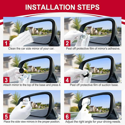 LivTee Blind Spot Mirror，Rhombus Shaped HD Glass Frameless Convex Rear View Mirror with wide angle Adjustable Stick for Cars SUV and Trucks, Pack of 2