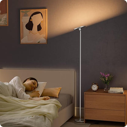 Dimmable Floor Lamp with Remote，Floor Lamps for Living Room Bedroom Office，Adjustable Brightness (10%-100%)and Color Temperature (3000k- 6000k )，Standing Lamp Tall Lamp with Foot Switch (nickel)