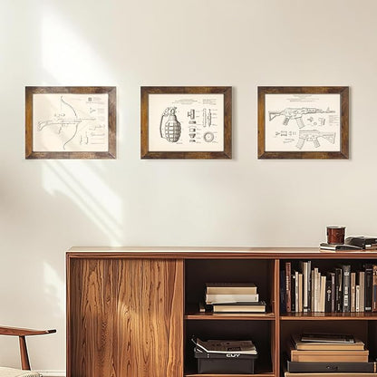 PETAFLOP Wooden 8.5x11 Picture Frame Rustic Certificate Frames Wall Tabletop Display Horizontally or Vertically, 7 Pack