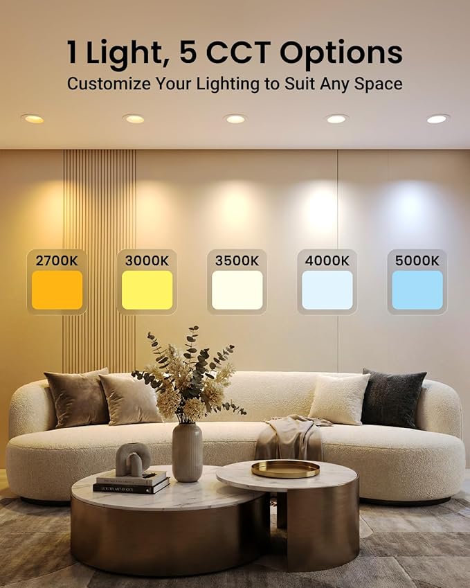 Sunco 10 Pack 4 Inch LED Recessed Lights, Retrofit Can Lighting, 660 LM, 11W (40W Equivalent), Selectable CCT 2700K/3000K/3500K/4000K/5000K, Dimmable, Baffle Trim, Replacement Conversion Kit UL.