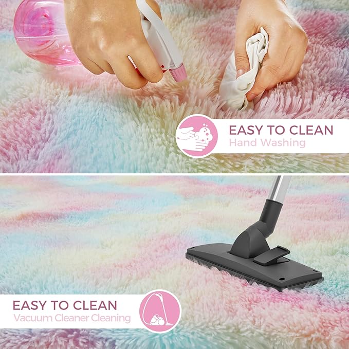 Ultra Soft Rug for Living Room, 6X9 Fluffy Shag Area Rug for Bedroom, Modern Shaggy Carpets Fuzzy Rug for Teens Dorm Nursery Home Decor Aesthetic, Upgrade Anti-Skid Durable, Rainbow
