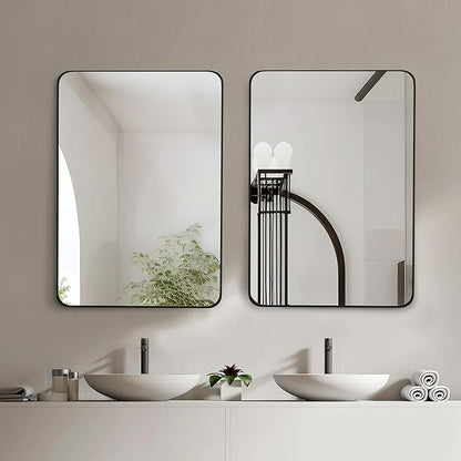 CULER Black Bathroom Wall Mirror,20 x 30 Inch Rectangle Vanity Modern Tempered Glass Mirror for Bedroom,Living Room,Entryway (20x30 Inch, Black)