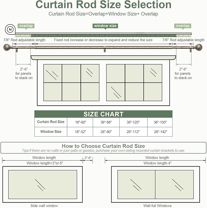 QDWIS 2 Pack Silver Curtain Rods for Windows 48 to 84 Inch,1'' Diameter Drapery Rods with Leaf Pattern Finials,Boho Adjustable Heavy Duty Curtain Rods Set,36-88'',Retro Silver