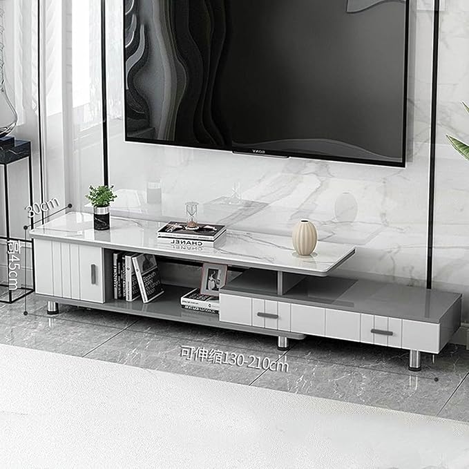 Extendable TV Stand Modern Entertainment Center with Drawers Rectangle TV Console Table for Living Room Bedroom~/