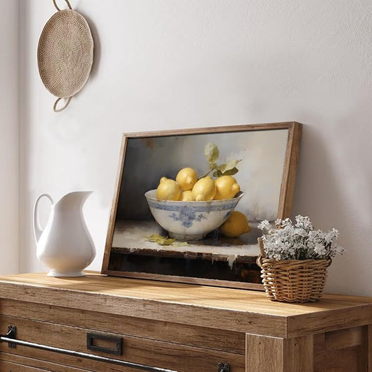 uniro Vintage Wall Art Prints, Vintage Lemons Still Life Canvas Art Prints Painting, Antique Fruit Wall Art Picture, Rustic Kitchen Art Farmhouse Wall Decor for Kitchen, Dining Desktop Decor - ( 8" x 10"-UNFRAMED)