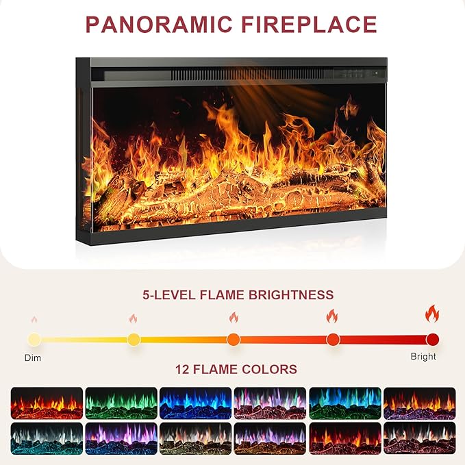 80" TV Stand with 36" Electric Fireplace, Entertainment Center Console Table for TV up to 90'', Fireplace TV Stand with Open Storage Shelves and Glass Door for Living Room, White