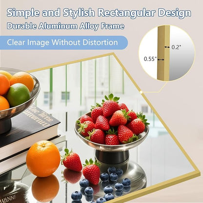 Oversized Standing Mirror Full Length, 72"X44" Extra Large Gold Floor Mirror with Stand, Hanging or Wall Mounted, Full Body Mirror for Gym Bedroom Living Room Clothing Store, Tempered Glass